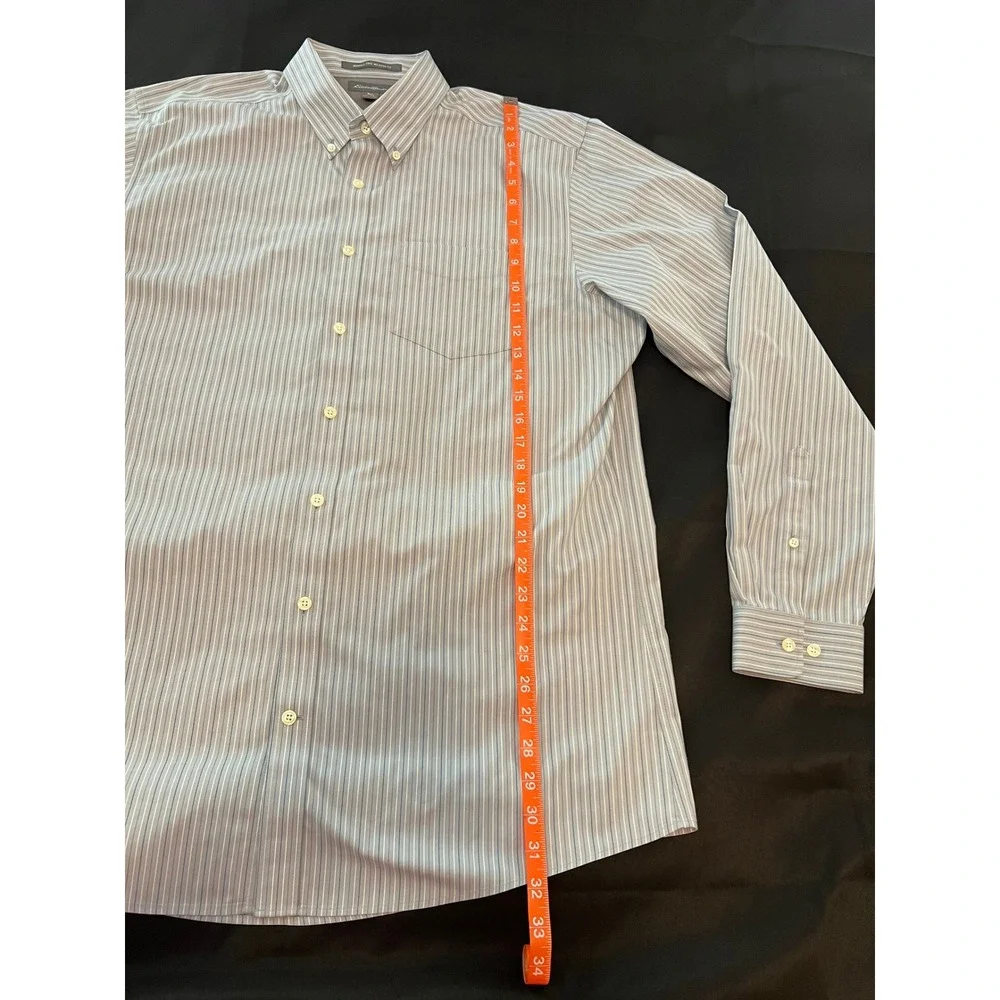 Eddie Bauer Mens Tall XL Blue White Striped Wrinkle Free Relaxed Fit Shirt L/S